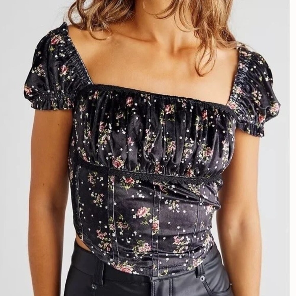 NWOT Free People Louis Velvet Floral Top. Size Medium